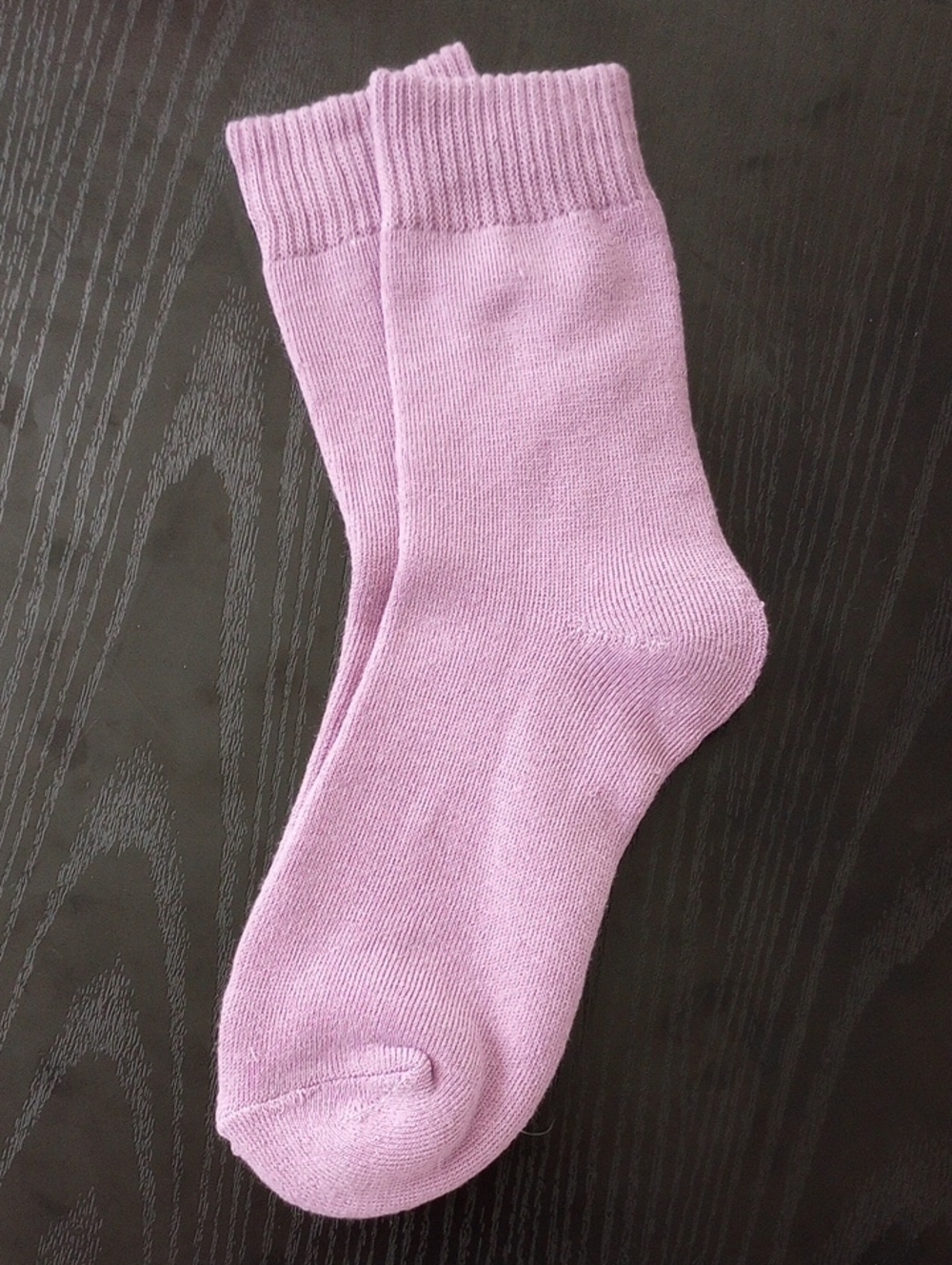Purple Ribbed Cuff Crew Socks